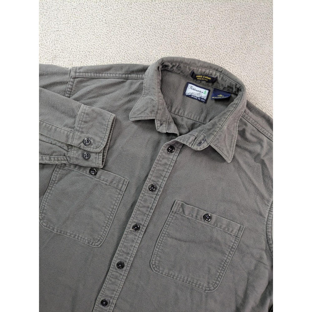 Fieldmaster Mens XL Tall Charcoal Gray Flannel Shirt Cotton Made in USA Vintage